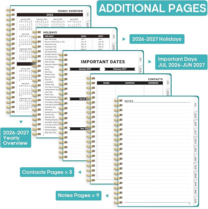 Academic Planner 2026-2027, Weekly and Monthly Calendar Book, July 2026 – June 2027, Hardcover Planner with Tabs, Perfect for Teachers, Students, Women & Men, A4 (8.5" x 11") - Oil