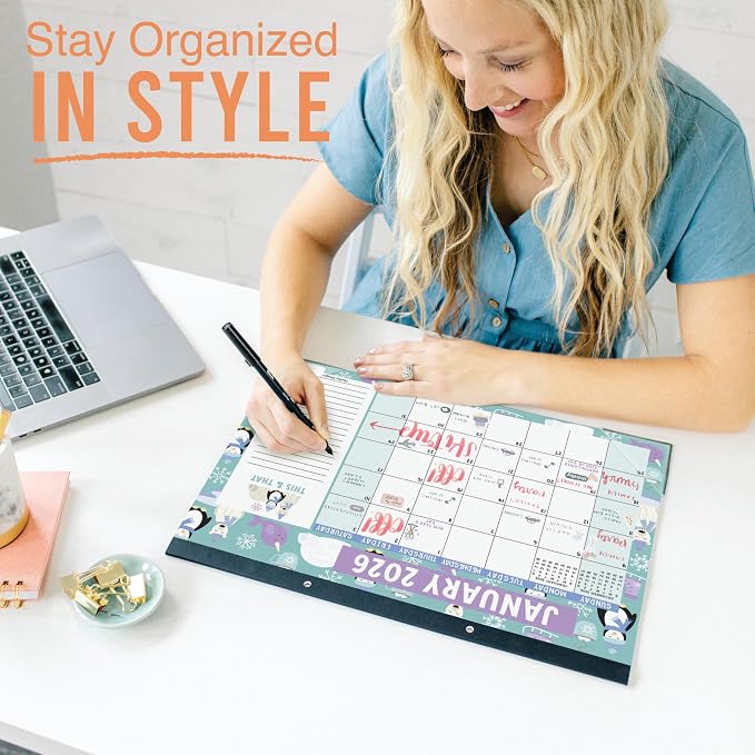 Hadley Designs Large Teacher Desk Calendar 2026-2027 - Desktop Calendar 2026, 18-Month Academic Desk Calendars for School, Home & Office, Cute Classroom Must Haves, Back to School Teacher Gifts