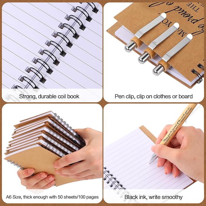 Honoson 30 Sets Back to School Gifts Bulk Employee Appreciation Notebooks with Ballpoint Pens Mini Spiral Inspiration Journals Thank You Gifts for Group Coworker Staff