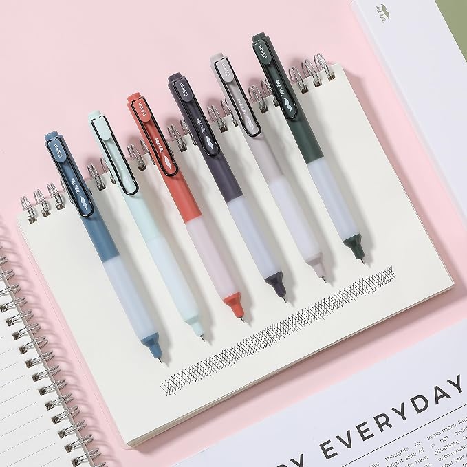 Mr. Pen- Retractable Gel Pens, 6 Pack, Black Ink, Vintage Barrels | Fine Point 0.5 mm, Fast Dry, Smooth Writing, Cute Pens for Drawing, Writing Planner and School Supplies
