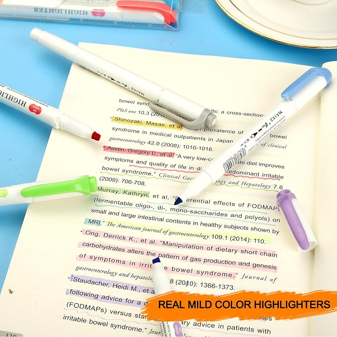 Pastel Highlighters -35 Pcs Assorted Colors Dual Tip Real Mild Highlighter Markers, Chisel & Fine Tips for Bible Journaling, Note Taking, School Supplies, No Bleed