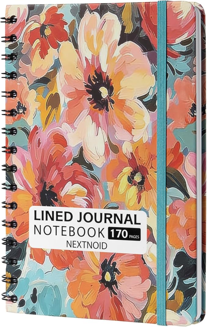Nextnoid A5 Lined Spiral Notebook - 170 Pages, College Ruled, Pastel Bloom | Hardcover Notebook for Everyday Writing, A5 Size (5.8" x 8.3") Journal for Work and School, Daily Journaling and Notetaking