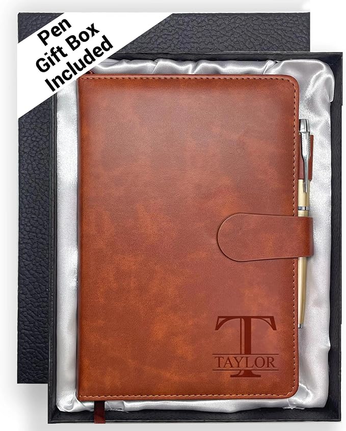Personalized Notebook with Gift Box & Pen, Monogrammed Journal with Name | Custom Initial Gift for Men/Women, Engraved Journals To Write In, Birthday Anniversary Corporate, Keepsake, Business Gift