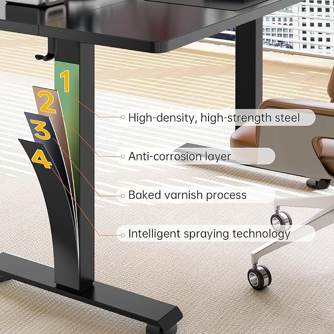 Veken 63×27.6 Inch Large Electric Standing Desk, Gaming Table, Black | Height Adjustable Sit Stand Up Computer Tables for Home Office, Study , Writing, Suit students, employees and group work