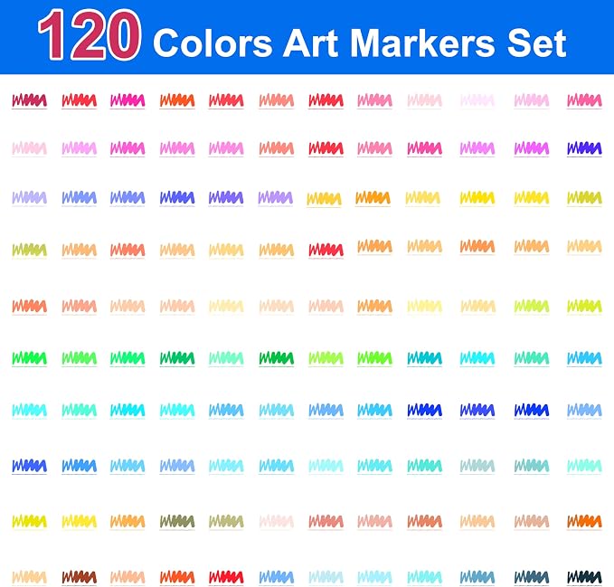 Halobios 120 Colors Dual Brush Marker Pens, Art Markers with Fine and Brush Tip Coloring Markers for Adults, Marker for Journaling Calligraphy Drawing Sketching Doodling Illustrating