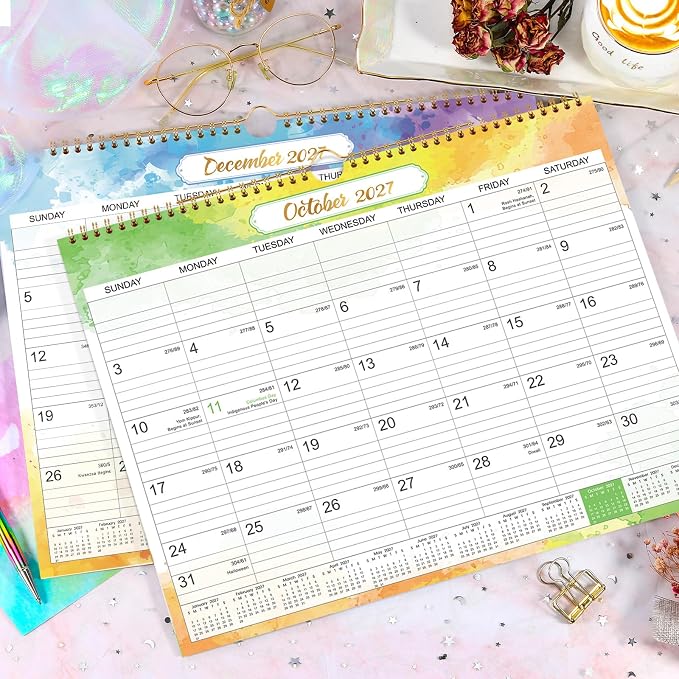 2027 Wall Calendar - 2027 Calendar, 12 Months Medium Wall Calendar 2027, Jan.2027 - Dec.2027, Monthly Calendar with Julian Date, 15 x 11.5 in, Twin-Wire Binding, Great for Hanging on The Wall, Color Design