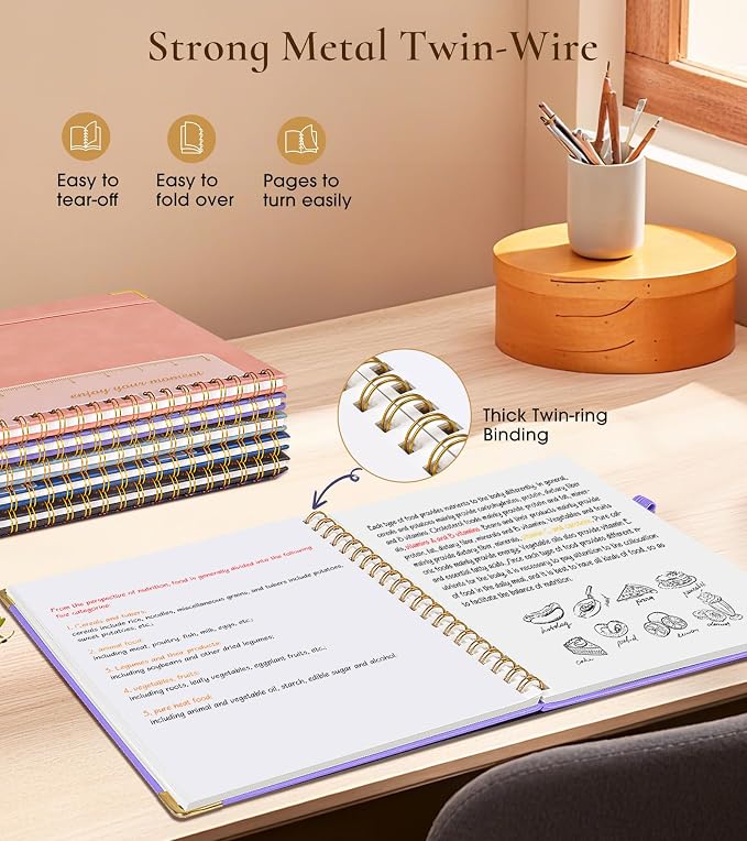 Blank Spiral Notebook Journal 8.5” x 11”, A4 Large Hardcover Sketch Book for Women Men, 100 GSM Blank Paper Drawing Notebook, Spiral Bound Sketchbook for Sketching School Work Note Taking, Purple