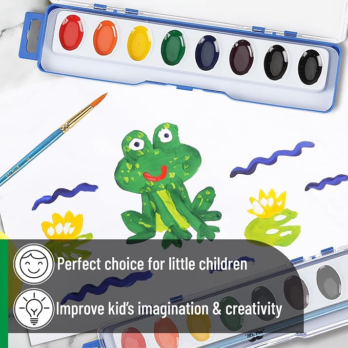 Mr. Pen- Washable Watercolors, 24 Pack, 8 Colors with Paint Brush | Bulk Watercolor Paint Set, Water Color Painting Kids, Watercolors for Kids and Adults