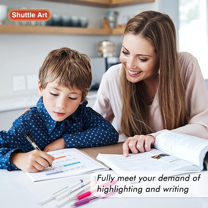 Shuttle Art 20 Pack Journaling Kit,10 Colors Dual Tip Highlighters and 10 Colors Retractable Gel Ink Pens,Perfect for Adults Coloring,Underlining, Highlighting, Writing in Office Home&School