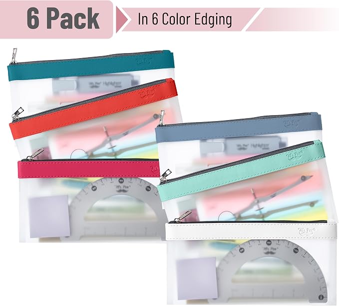 Mr. Pen- Clear Pencil Pouch, 8.50"x4.25", 6 Pack, Durable TPU Material | Medium Water-Resistant Pencil Bags with Smooth Zipper, Multipurpose Clear Pouch for Stationery, School, Office