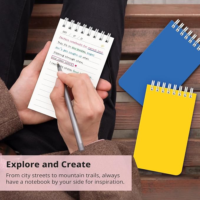 Taja Set of 8 Mini Pocket Notebook Top Spiral Nursing Notepads | Bright 3" x 5", Mini Little Spiral Notebook, Nursing Notepad, Perfect for Work, School, Office, Nurse, Travel