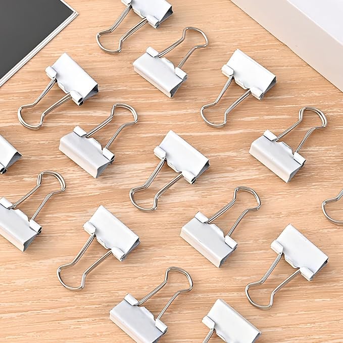 30 Pack Medium White Binder Clips 1-1/4 Inch (32 mm), Colored Middle Size Paper Clamps, Large Big Paper Clips for Office Home School Business 1.25"