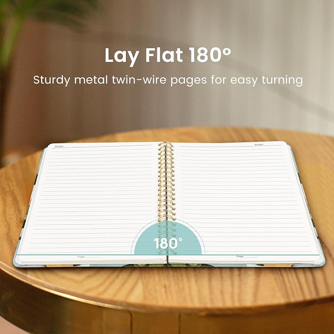 Taja Lined Spiral Journal Notebook for Women, A5 Cute College Ruled Hardcover Notebook for Work & Note Taking, Pretty Journal for Writing, 140 Pages, Soft Petals