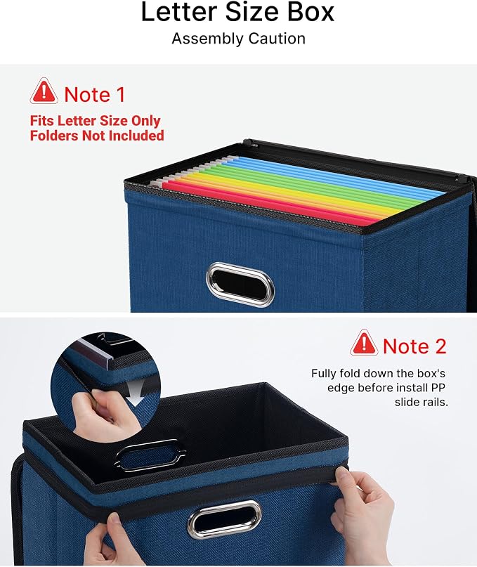 Oterri File Box Small 1-Pack Mesh Pockets Hanging Organizer for Letter-Size | Dustproof Lid. 3 Mesh Pockets. Collapsible Scratch-Resistant GRS Linen. Slide Rails. Office, Home, Dorm