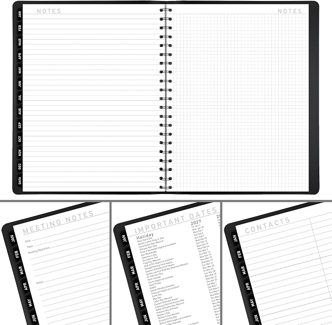 AT-A-GLANCE 2027 Appointment Book Planner, Weekly & Monthly, 8.25" x 11", Half-Hourly, Contemporary, Black (70950X0527)