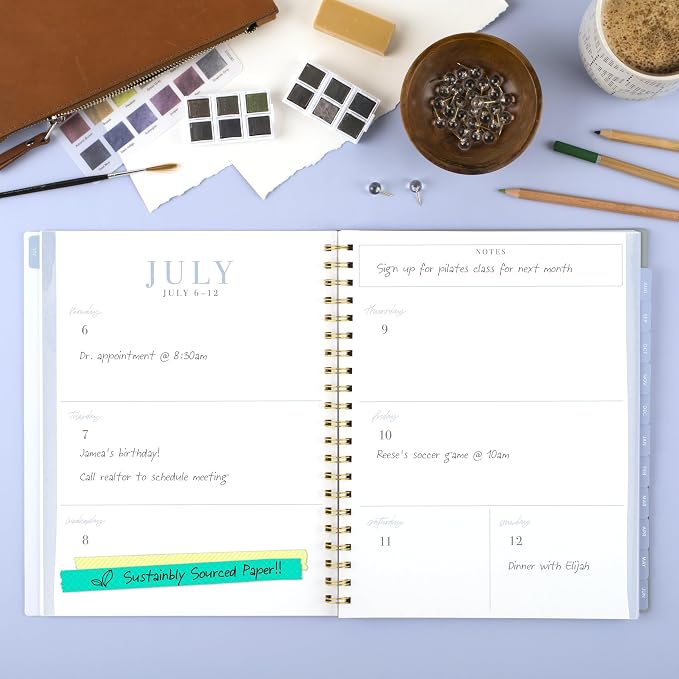 Cambridge Planner 2026-2027 Weekly & Monthly Academic 12-Month July-June, 8-1/2" x 11", Leah Bisch, Peony Field (LB51-905A)