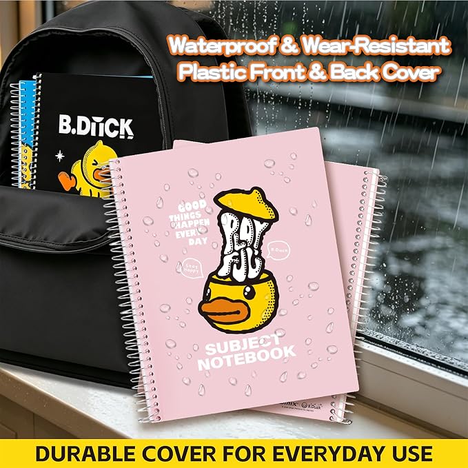 Comix 5 Subject Notebook with 5 Divider, 8.5" x 11" letter size, 200 Sheets College Ruled Notebook with Plastic Cover for Office/School/Home (Blue, White, Pink)