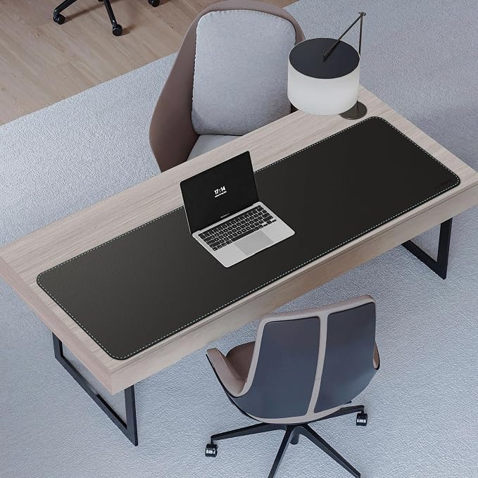 CENNBIE Leather Desk Mat Protector, 59" x 16"Desk Mat on top of desks | Premium stitched edges resist wear. Easy to clean. Protects desk from spills, stains ,scratches. Smooth glide. Office & home.