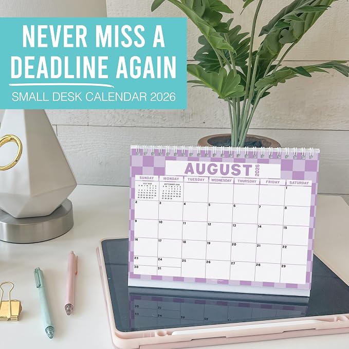 Small Desk Calendar 2026-2027 Standing Flip - 18-Month 2026 Desk Calendar Small for Home, Office & School, Standing Desks Calendars 2026-2027, Mini Desks Calendars, Back to School Teacher Gifts