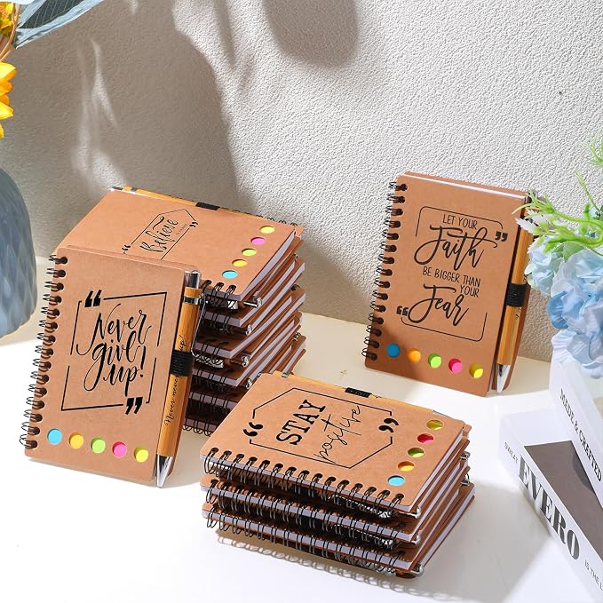 Tenceur 20 Sets Inspirational Spiral Notebooks with Sticky Note Pen Bulk, Back to School Employee Appreciation Gifts for Teacher Motivational Journals Thank You Gifts for Students Team Coworkers