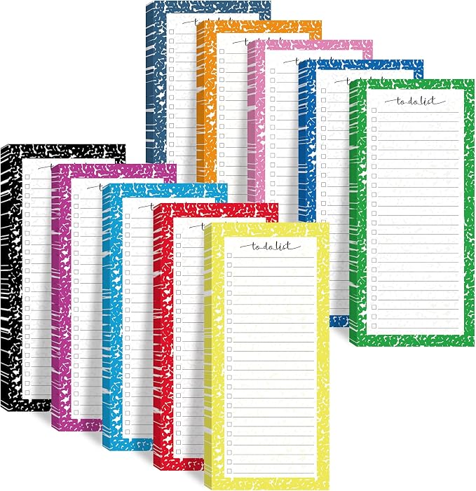Censen 10 Pack 500 Sheets to Do List Notes Daily Checklist Notepad with 50 Sheets Undated Memo Pad Color Block Shopping List Weekly Plan Notepad Organizer Planners(Colorful,Marble)