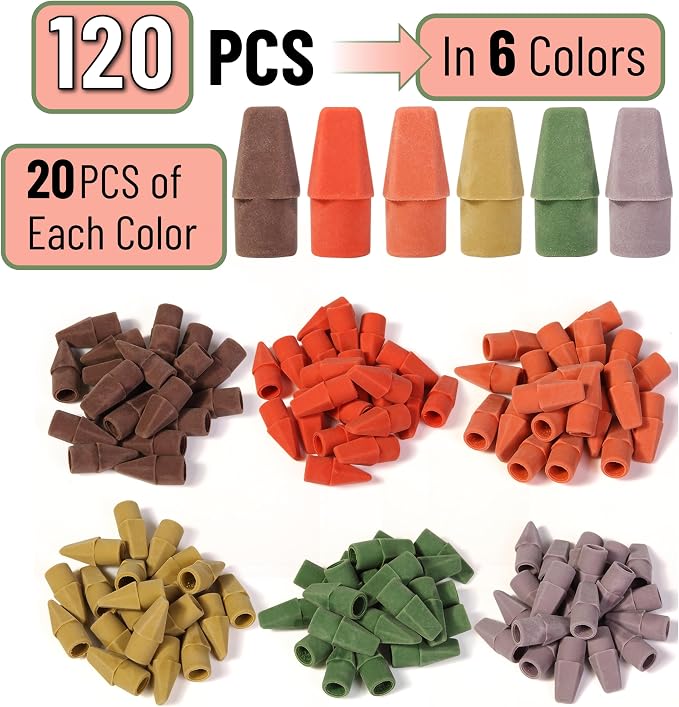 Mr. Pen- Pencil Erasers Toppers, 120 Pack, Colorful, Latex Free, No Smudge | Mr Pen Erasers for Pencils