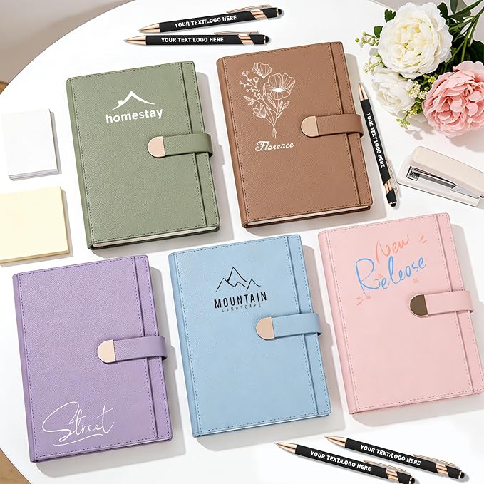 Lined ENOMY Personalized Notebook Set with 10PC Pens Custom Journal with Pen Holder Personalized Jouring Notebook for Writing Men Women Gift, Green