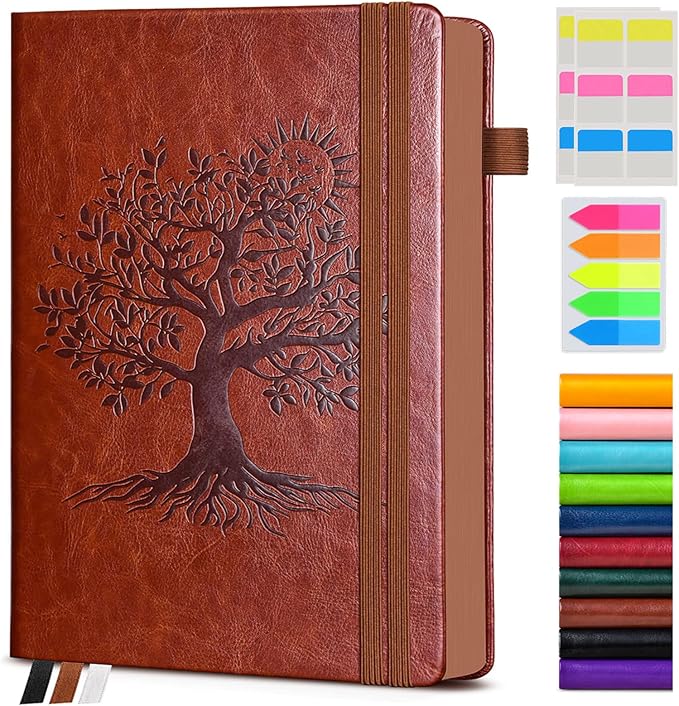 Vintage Leather Journal - 300 Page Lined Journal Notebook with Numbered Pages, A5 Notebook for Women Men,Travel Diary,Daily Journals for Writing, Note Taking, School & Work (5.8" x 8.3")