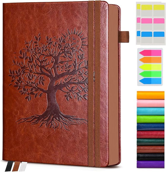 Vintage Leather Journal - 300 Page Lined Journal Notebook with Numbered Pages, A5 Notebook for Women Men,Travel Diary,Daily Journals for Writing, Note Taking, School & Work (5.8" x 8.3")