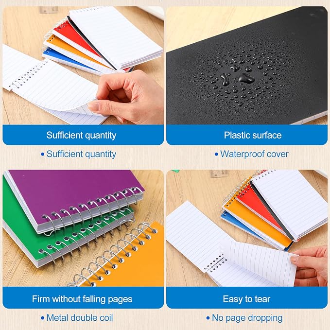 Leelosp 36 Pcs Small Spiral Notebooks 3 x 5 Inch, Pocket Memo Notepads with 75 Sheets Each, Mini Top Spiral Pads for Back to School Supplies Notes, Office Team, Nurses, Care Packages (Fresh Color)