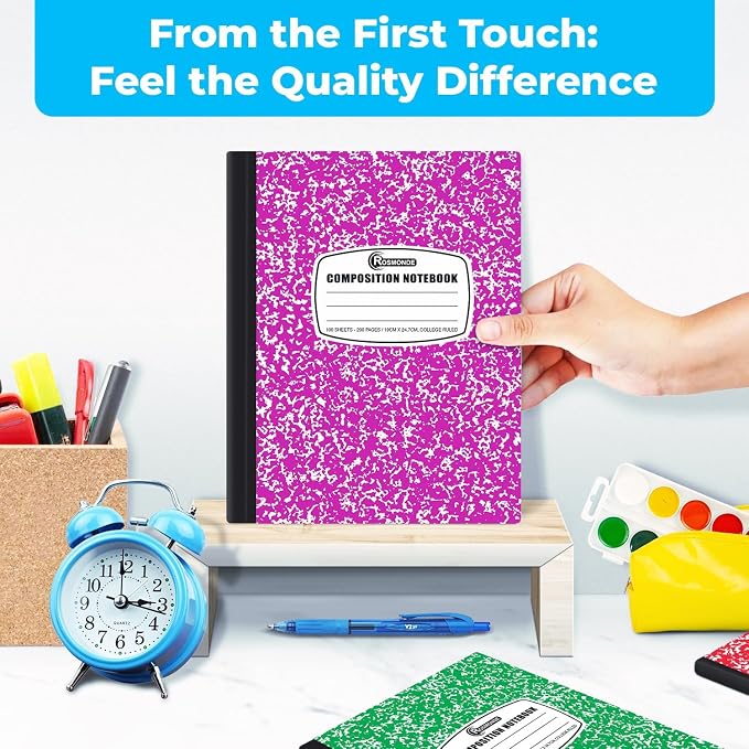 Rosmonde 100 Pack, Bulk Composition Notebooks, College Ruled Notebook, 200 Pages (100 Sheets), 9-3/4 x 7-1/2, Hard Cover Binding, Back to School Supplies, Bulk Notebooks for School, Office Notebooks