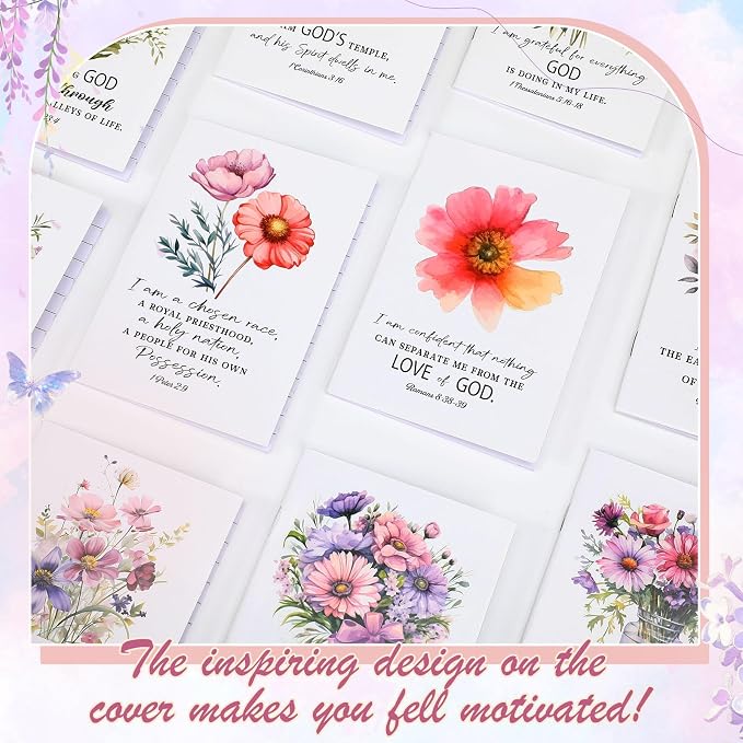 Tatuo 24 Pcs Watercolor Floral Christian Mini Notebook for Women Scripture Bible Verse Inspirational Notepads Pocket Prayer Journal for Church Gifts VBS Volunteer Appreciation Gifts 2026, 3.3 x 4.7 In