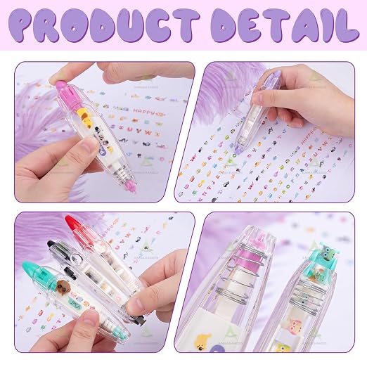 Pack of 5 Decorative Correction Tape Cartoon Pattern Correction Tapes Sticker for Scrapbooking Decor