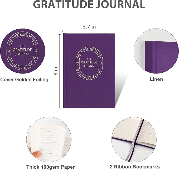 And Per Se Gratitude Journal – 5 Minute Daily Practice for Women with Prompts & Quotes – Undated Mindfulness & Happiness Notebook (Purple)