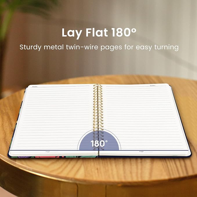 Taja Spiral Journal Notebook for Women, Pretty Hardcover Lined Notebook for Work & Note Taking, Aesthetic Cute Journal for Writing, 140 Pages, 5.8"x8.3", Colorful Tulips