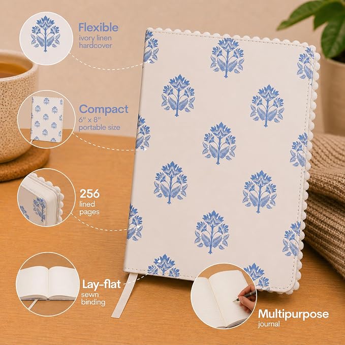 WORLD TRAVELER Eccolo A5 Hardbound Journal Notebook 256 Ivory Lined Pages | Sturdy Flexible Hardcover, 80GSM Acid-Free Ivory Pages, Smyth-Sewn Lay-Flat Binding, Ribbon Bookmark
