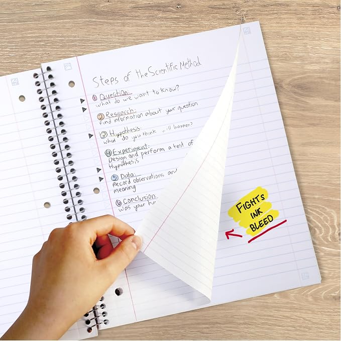 Five Star Spiral Notebook + Study App, 6 Pack, 1 Subject, Wide Ruled Paper, 8" x 10-1/2", 100 Sheets, Fights Ink Bleed, Water Resistant Cover, Assorted Colors (38042)