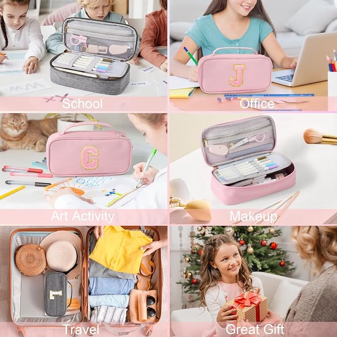 YOOLIFE Cute Pencil Case for Girls, Pink Pencil Pouch Bag, Aesthetic Pen Pouch School Supplies for Teen Girls, N (Pink)