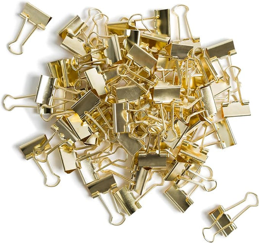 U Brands Binder Clips, 72-Count, 3/4 Inch Mini Gold Metal Paper Clamps for Home, School, and Business