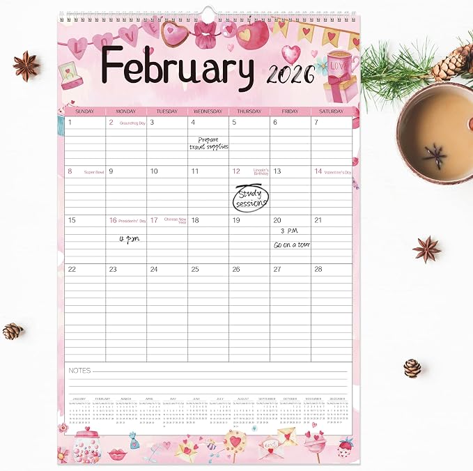 GuassLee Large Wall Calendar 2026-2027,24-Month Vertical Wall Calendar Runs from Jan. 2026 to Dec. 2027, 22"x15" Hanging Monthly Planner with Thick Paper Watercolor Design for Easy Organizing