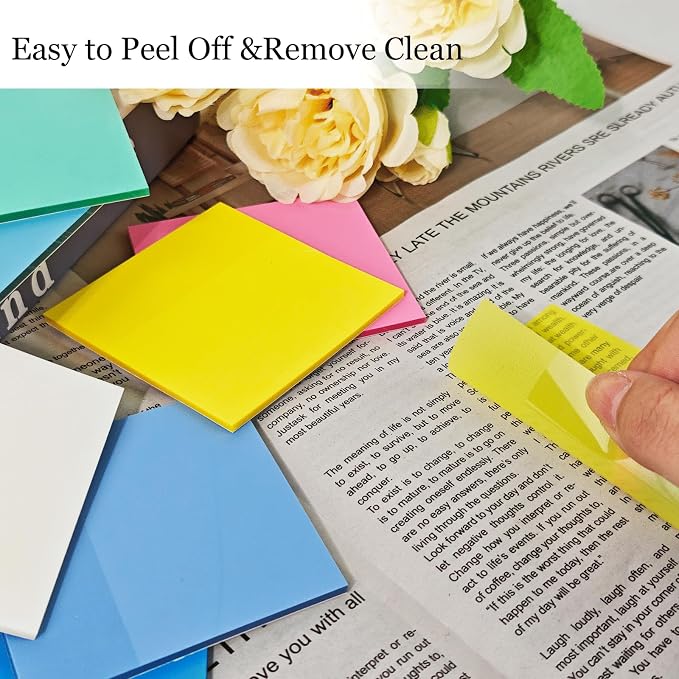 Transparent Sticky Notes Set, 14 Pack Clear Notes 3x3 Inch, Writable Translucent Memo Pads 700 Sheets for Office & School Supplies (Colorful)