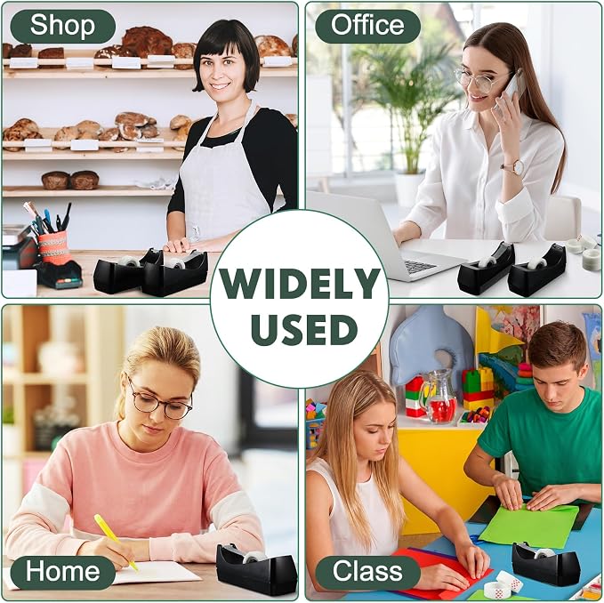 Yahenda 6 Pack Desktop Tape Dispenser Non Skid Base with Transparent Invisible Tape and Replacement Cores for Wrapping Home Office Supplies