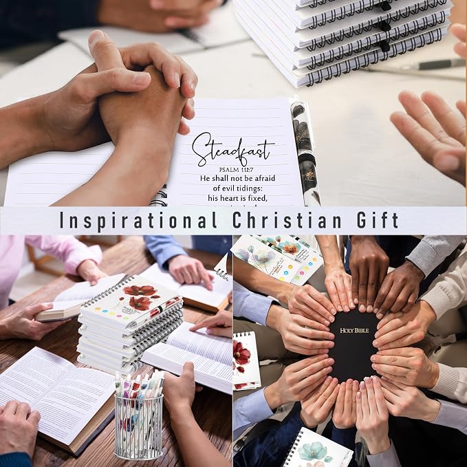 Kosiz 12 Sets/24 Pcs Christian Gifts Bulk Prayer Journal Scripture Notebook, Bible Pen(Light, Water Color)