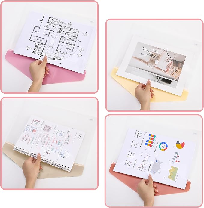 Mr. Pen- Clear Plastic Envelopes File Folders, 10 Pack, A4, Letter Size | Colorful Flaps, Clear Folders for Documents Plastic Poly Envelopes with Label for School, Home, Work, Office, Organizer