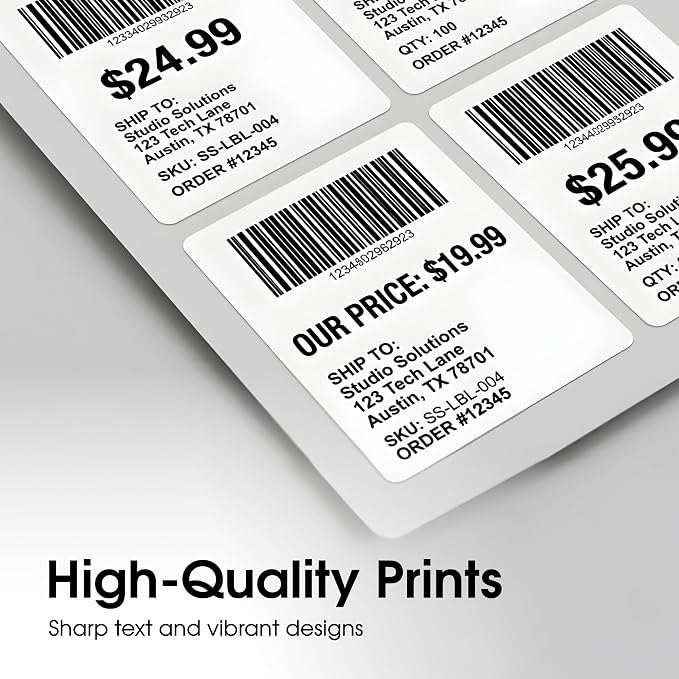 4" X 5" Matte White Printable Shipping Labels (30 Sheets, 120 Stickers) | Address and Mailing Labels for Laser & Inkjet Printers - Spartan Industrial Template R022