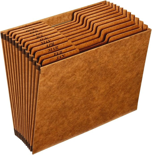 Globe-Weis PFXR217MHD /Pendaflex Heavy-Duty Expanding File, Open Top, 12 Pockets, Monthly Index, Letter Size, Brown (R217MHD)