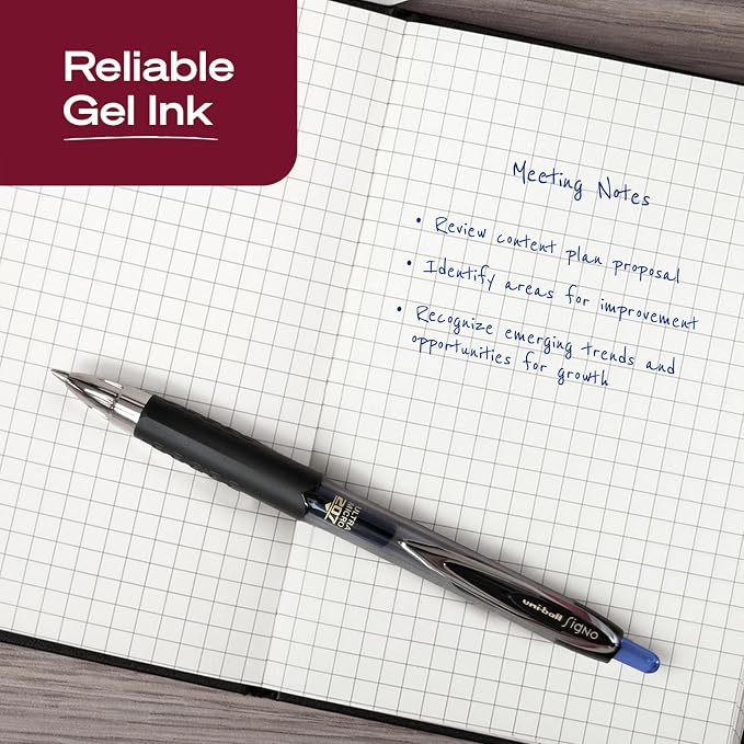 uniball™ 207 Gel Pens, Blue Ink, 0.38mm Ultra Micro Point, Retractable, 12 Count, Smooth Writing, Fraud-Resistant, uni Super Ink™