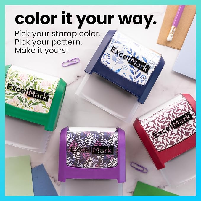 ExcelMark Custom Return Address Stamp (Green, Urban Bold) | Custom Return Address Stamp with Elegant Designs, Vibrant Colors & Patterns – Perfect for Mail, Invitations & Gifts
