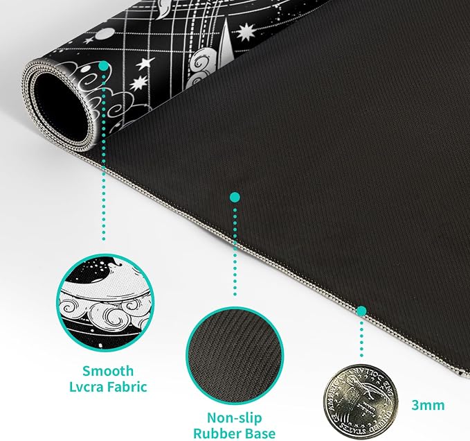 Magic Astrology Extended Big Mouse Pad Large, Gaming Mouse Pad Desk Pad,27.6x11.8 Inch Long Computer Keyboard Mouse Mat Black Mousepad with 3mm Non-Slip Base and Stitched Edge for Gaming and Office