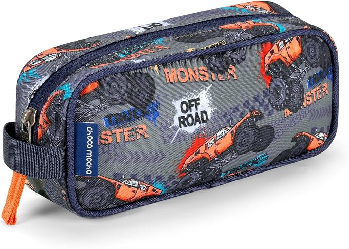 Choco Mocha Boys Pencil Pouch for Kids, Soft Zipper Pencil Case for Boys Toddler, Kids Pencil Case for School Dinosaur Pencil Bag, Black